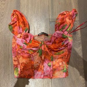 Zara corset cropped top, size small, great condition, floral patterned